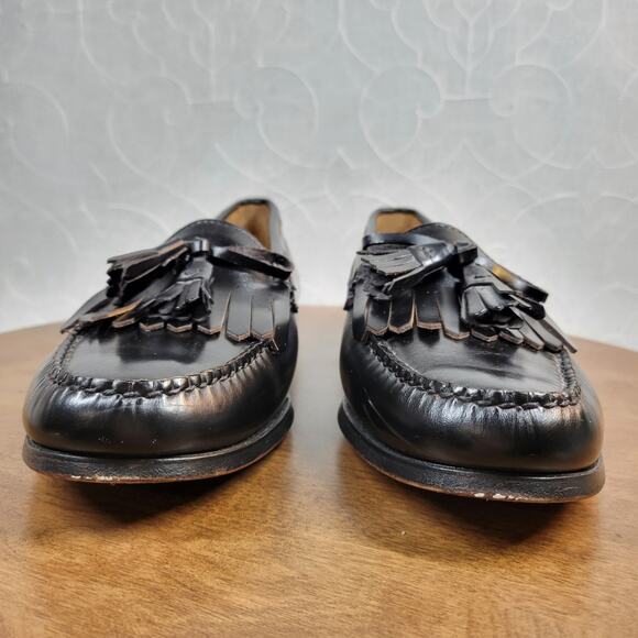 Cole Haan Mens Dress Shoes 10.5 D Black Leather Pinch Tassel Loafer Made in USA - Picture 12 of 14